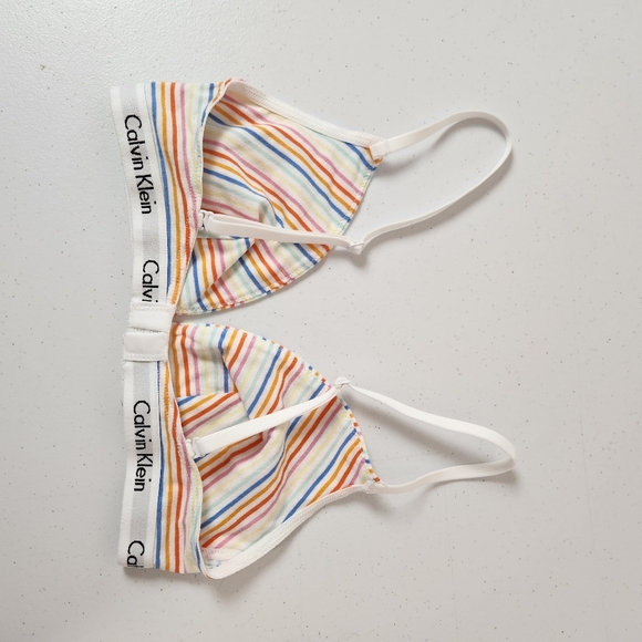Calvin Klein Triangle Bra Bralette Rainbow Stripe Size Small Wireless Loungewear - Picture 3 of 4